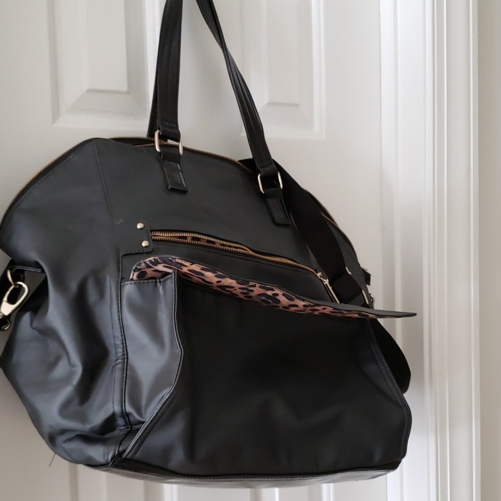 Large Black/Leopard Print Bag - image 5